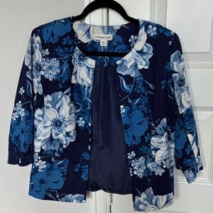 Coldwater Creek Navy and White Floral Jacket